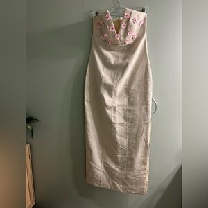 NWT rock Lola linen blend dress embellished floral vacation dress